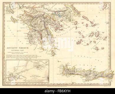 La Grèce antique:Morea Creta Athènes Cyclades Péloponnèse Arcadia.SDUK, 1848 map Banque D'Images