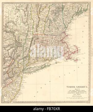 USA:New york Connecticut Maine Massachusetts New Jersey NH RI VT.SDUK, 1848 map Banque D'Images