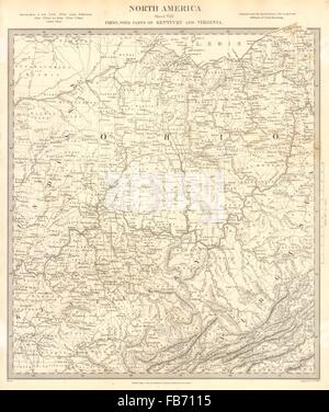 USA : Ohio avec parties de Kentucky, de la Virginie et de l'Indiana. Comtés. SDUK, 1848 map Banque D'Images