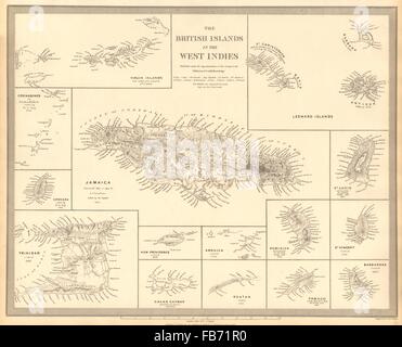 BRITISH West Indies : Jamaïque Antilles Iles Vierges Îles Caïmans. SDUK, 1848 map Banque D'Images