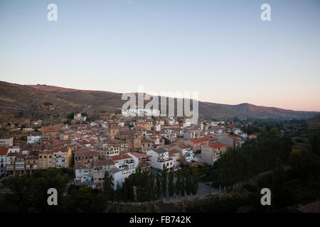 3/10/15 Cervera de Rio Alhama au lever du soleil sur le GR93 Chemin de longue distance, La Rioja, Espagne Banque D'Images