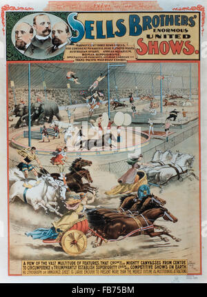 Des frères vend des énormes spectacles, course de chars romains, le Circus Poster, vers 1887 Banque D'Images