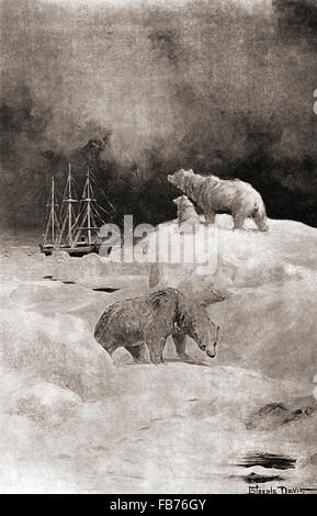 La SS Roosevelt dans les régions de l'Arctique au cours de l'expédition Peary au pôle Nord, 1908 - 1909. Robert Edwin Peary, Soeur,1856 - 1920. Explorateur américain. Banque D'Images