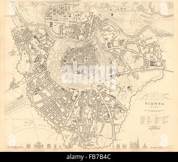 Vienne Vienne : Ville Antique Plan de ville plan. Bâtiment principal adulte. 1848 SDUK Banque D'Images