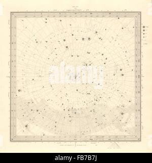 Céleste ASTRONOMIE : carte du ciel. Carte des étoiles, C. Pôle Nord. SDUK, 1848 Banque D'Images