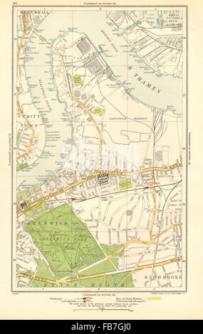 Blackwall : GREENWICH, Cubitt Town, Silvertown, Kidbrooke, Maze Hill, 1923 map Banque D'Images