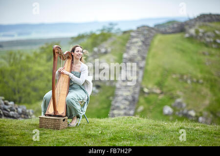 Journée BBC Music 'pour l'amour de la musique" Mur d'Hadrien, du son 2015 à Cumbria et Northumberland Gilsland paysage harmoniciste Banque D'Images