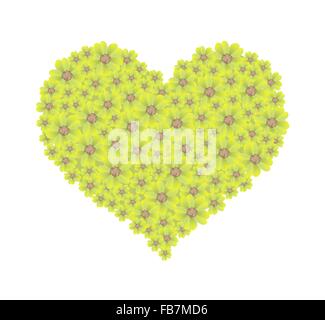 Concept d'amour, de l'illustration de fleurs d'achillée jaune ou l'Achillea millefolium fleurs formant en forme de coeur Banque D'Images