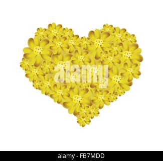 Concept d'amour, de l'illustration de fleurs d'achillée jaune ou l'Achillea millefolium fleurs formant en forme de coeur Banque D'Images