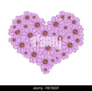 Concept d'amour, de l'illustration de fleurs violet Yarrow Achillea millefolium fleurs formant ou en forme de coeur Banque D'Images