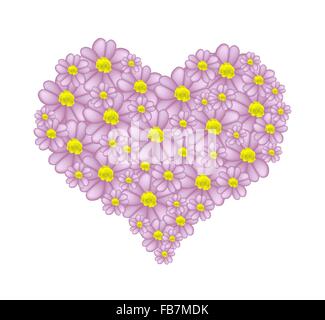 Concept d'amour, de l'illustration de fleurs de millefeuille pourpre ou l'Achillea millefolium fleurs formant en forme de coeur Banque D'Images