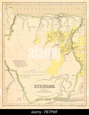 SURINAME : Surinam. Guyane hollandaise. L'Amérique du Sud. DORNSEIFFEN, 1892 carte antique Banque D'Images