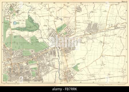 Les aboiements d'ILFORD WANSTEAD:Forest Gate,sept rois,Chadwell Heath.BACON, 1902 map Banque D'Images