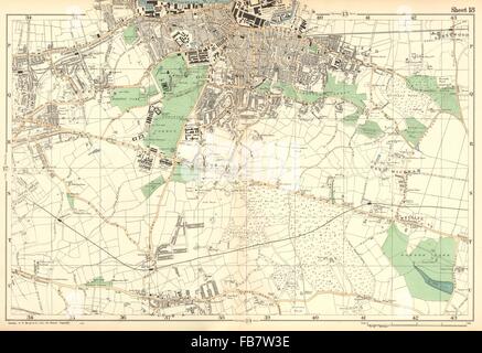 WOOLWICH : Charlton,Beauraing,Bexley, Plumstead,Shooters Hill, G'wich.BACON, 1902 map Banque D'Images