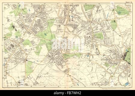 STREATHAM : Mitcham,Balham Tooting,,Streatham,76200,Norwood.BACON, 1902 map Banque D'Images