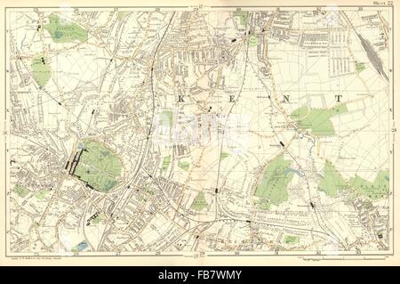 LONDON:Penge,Sydenham, Beckenham, Catford, Norwood,76200,Lewisham.BACON, 1902 map Banque D'Images