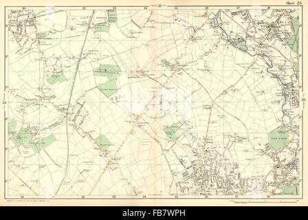 SUTTON : Carshalton,Morden,New Malden,Worcester Pk,Mitcham,Cheam.BACON, 1902 map Banque D'Images