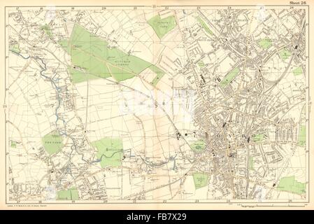 CROYDON:Mitcham,Carshalton,Wallington, Thornton Heath, Beddington.BACON, 1902 map Banque D'Images