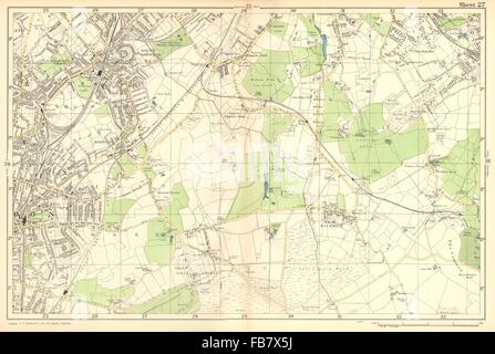 CROYDON : Woodside,Beckenham,W Wickham,Elmers End, Norwood, Hayes. BACON, 1902 map Banque D'Images