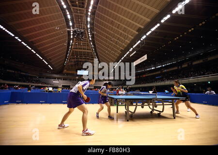 Tokyo Metropolitan Gymnasium, Tokyo, Japon. Jan 11, 2016. Vue générale, le 11 janvier 2016 - Tennis de Table : Tous les Championnats de Tennis de Table Japon Double mixte à Tokyo Metropolitan Gymnasium, Tokyo, Japon. © AFLO SPORT/Alamy Live News Banque D'Images