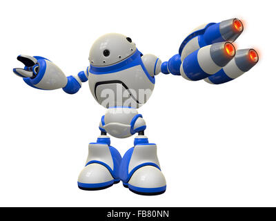 Robot géant avec des fusils plasma. Concept dans un pare-feu et logiciels antivirus qui prend vie pour la présentation de votre produit. Banque D'Images