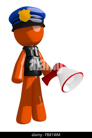 Agent de police Orange man pointing et debout. Banque D'Images