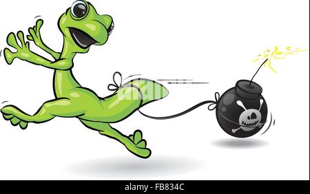 Un vecteur illustration d'un gecko allant d'un allumé attentat à sa queue. Illustration de Vecteur