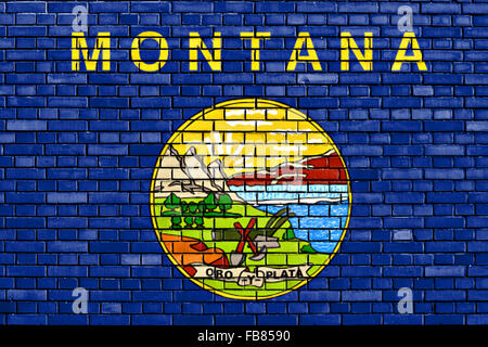 Pavillon de Montana peint sur mur de brique Banque D'Images
