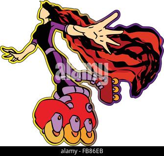 Un vecteur illustration of a woman roller, vue du bas. Illustration de Vecteur