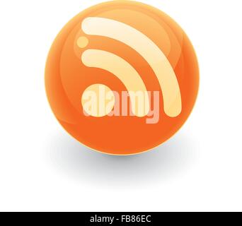 Un vecteur illustration d'un symbole rss brillant sur une sphère avec un soft shadow pour utiliser comme icône pour les blogs, nouvelles, et tout rs. Illustration de Vecteur