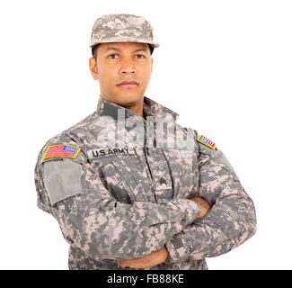 Portrait of American military soldier with arms crossed Banque D'Images