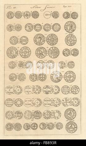 La Saxon : 'Pièces' SAXONICI NUMMI (III) de Camden's Britannia, 1772 Banque D'Images