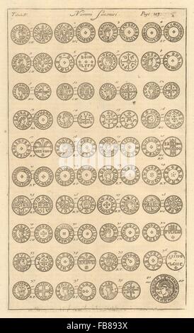 La Saxon : 'Pièces' SAXONICI NUMMI (IV) de Camden's Britannia, 1772 Banque D'Images