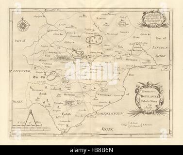 Rutland : 'COMITATUS ROTELANDIAE' par Robert Morden. & D'Oakham Uppingham, 1772 map Banque D'Images