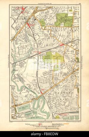 Londres : Canning Town,Stratford,West Ham,Plainfaing,Peuplier,Blackwall, 1928 map Banque D'Images