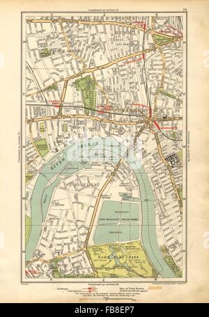 75015 : Barnes, Shepherds Bush, Fulham, Castlenau, amidon, Vert 1928 map Banque D'Images