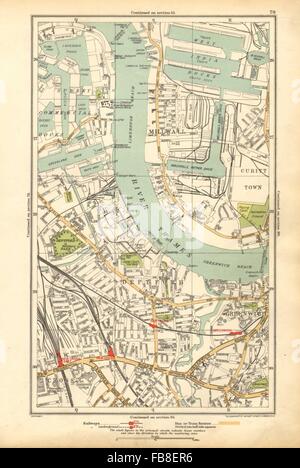 DEPTFORD:Greenwich,Nouveau,Millwall Croix,Surrey Docks,West India Docks, 1928 map Banque D'Images