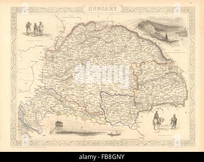 Hongrie : Buda Pesth/vue. Le Banat Sclavonia la Transylvanie. TALLIS/RAPKIN, 1851 map Banque D'Images