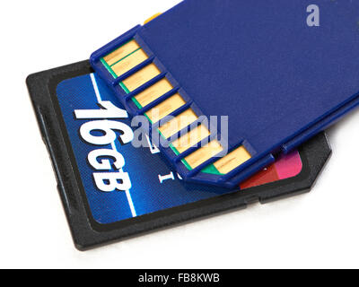 Deux cartes flash isolé SD Banque D'Images