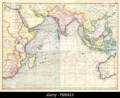 Océan Indien : colonies britanniques/Empire. Les courants de vents à vapeur, 1920 map Banque D'Images