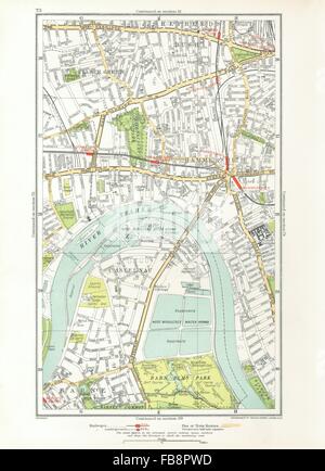 75015. Barnes, Shepherds Bush, Fulham, Castlenau, amidon, 1933 La carte verte Banque D'Images