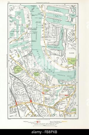 DEPTFORD.Greenwich,Nouveau,Millwall Croix,Surrey Docks,West India Docks, 1933 map Banque D'Images