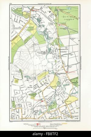 CARSHALTON. Wallington, Mitcham Junction,l,Wrythe Hackbridge,Sutton, 1933 map Banque D'Images