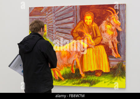 Londres, Royaume-Uni. 12 janvier 2016. Peinture de Sigrid Holmwood à partir de l'Australie. Pour marquer son 30e anniversaire, la galerie Saatchi ouvre la vie de Champagne, la première galerie d'exposition de femmes. Le salon doté d''œuvres de 14 artistes femmes émergentes se déroule du 13 janvier au 6 mars 2016. Banque D'Images