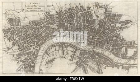 LONDON, Southwark et WESTMINSTER en 1733 par Robert SEYMOUR/MOTTLEY, 1735 map Banque D'Images