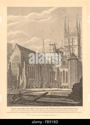 La cathédrale de Southwark. La chapelle dans l'église de Saint Sauveur. WILKINSON, 1834 Banque D'Images