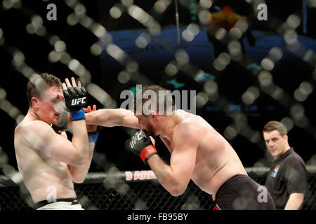 Nicolas Dalby vs Darren jusqu'à attirer la majorité des résultats. L'UFC Fight Night 76 Smolka-Dublin:Holohan vs à 3Arena le samedi 24 O Banque D'Images