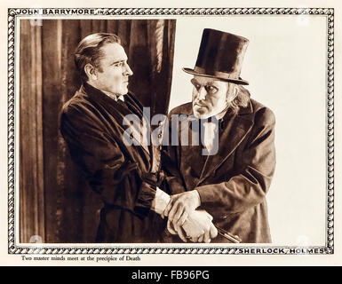 Carte montrant John Barrymore Hall jouer Sherlock Holmes dans le film muet de 1922 Sherlock Holmes' ('Moriarty titre UK') réalisé par Albert Parker. Voir la description pour plus d'informations. Banque D'Images