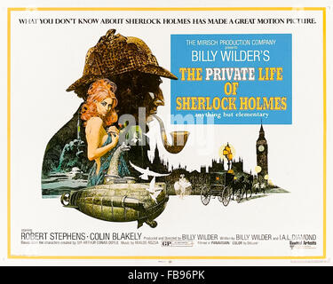 Pour l'affiche "La vie privée de Sherlock Holmes" film de 1970 réalisé par Billy Wilder avec Robert Stephens, Colin Blakely, Sherlock Holmes, le Dr Watson et Geneviève Page comme Gabrielle. Voir la description pour plus d'informations Banque D'Images