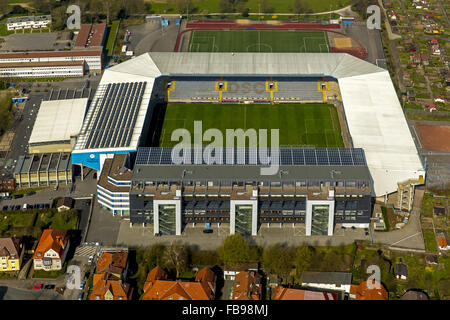 Vue aérienne, le stade du club de troisième ligue nationale Arminia Bielefeld, Allemand sports club Arminia Bielefeld e. C.,SchücoArena Banque D'Images